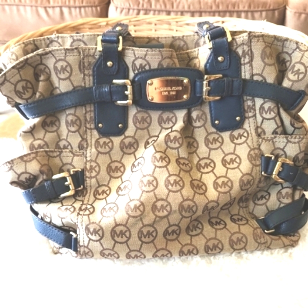 Michael Kors Cream and Blue Women's Bag